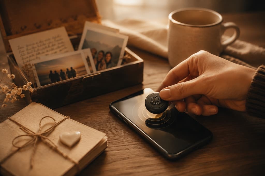 Keepsake token resting on handwritten letters